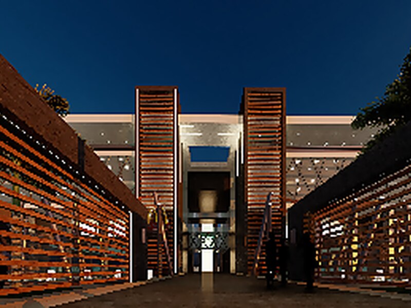 Commercial colonnade at street level