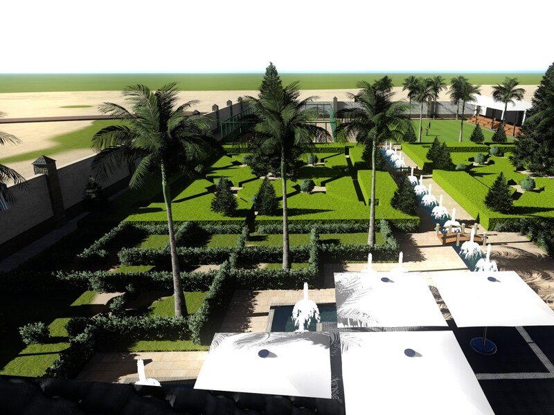 Tennis courts and landscaped grounds
