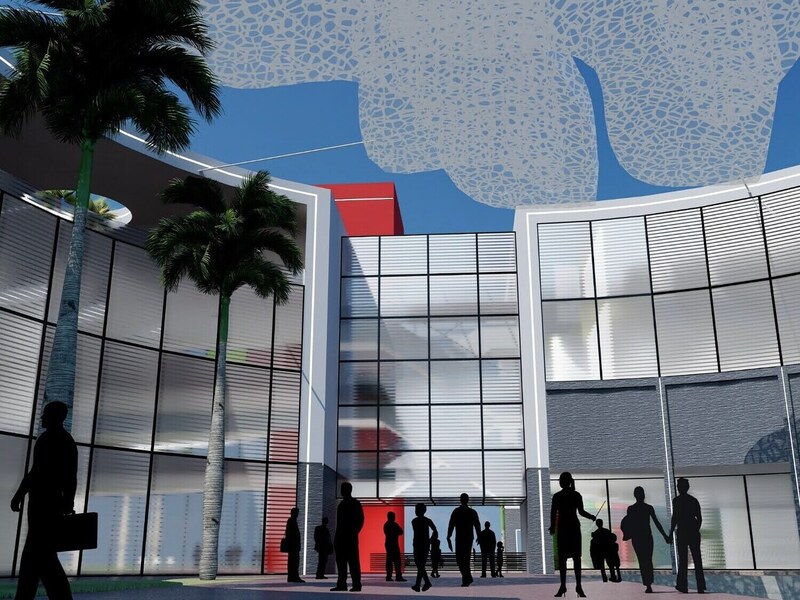 Central daylit atrium of the mall