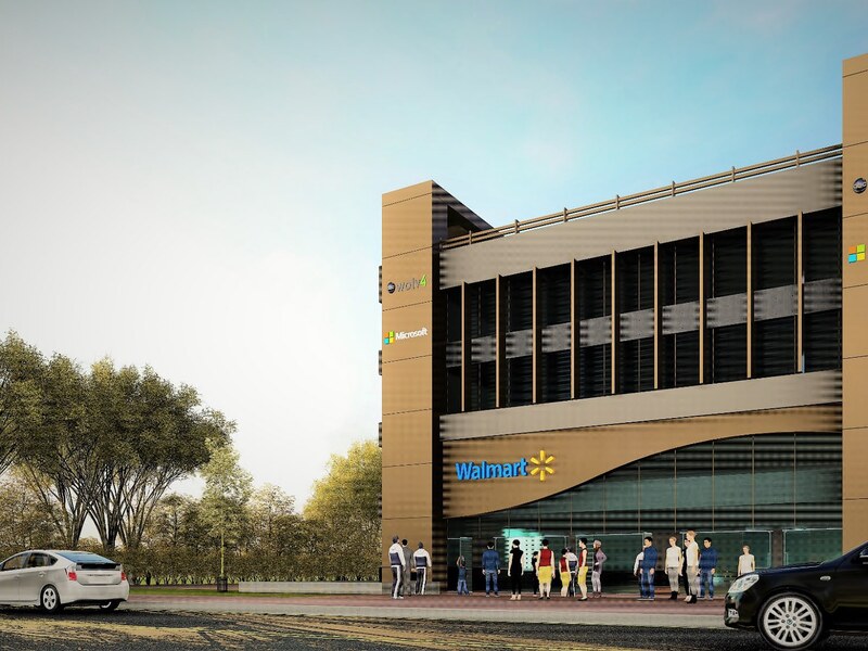 Main entrance and forecourt and plaza