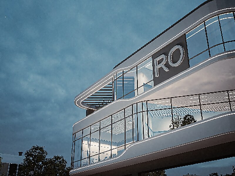 RO branch signage at dusk