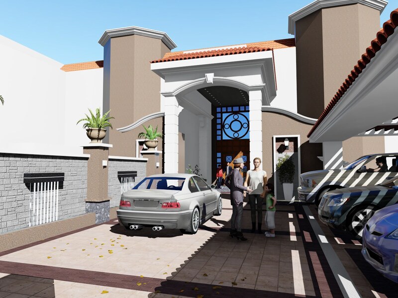 Villa entrance and forecourt
