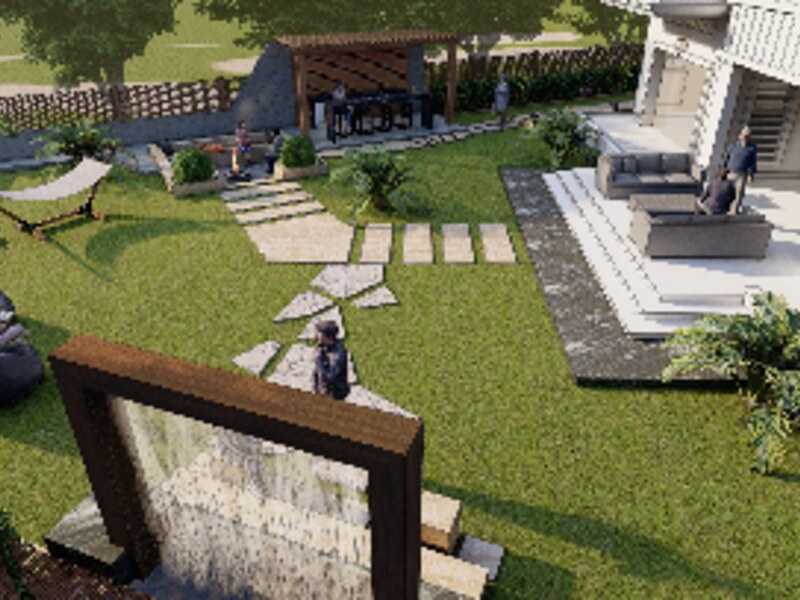 Water feature and planting