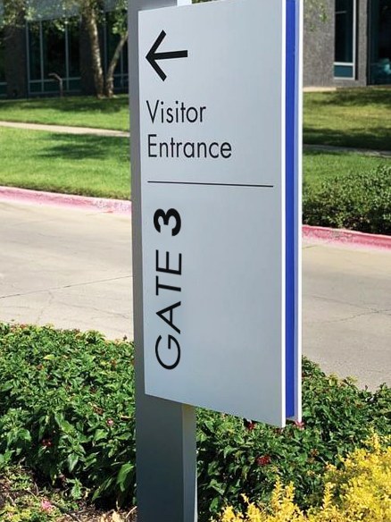 Visitor entrance and gate directional sign